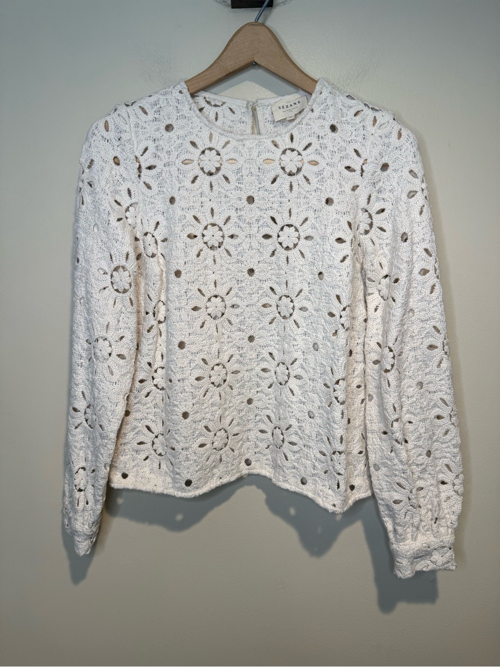 Sézane Ecru Sun Guipure Jesse Blouse - Picture 3 of 11